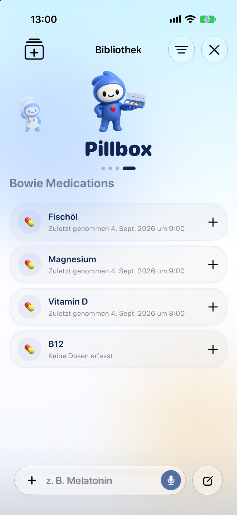 Lopie Medikamenten-Erinnerungs-App mit Tracking-Ansicht des Dosisstatus